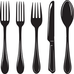 silhouettes of fork spoon and knife