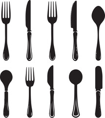 silhouettes of fork spoon and knife