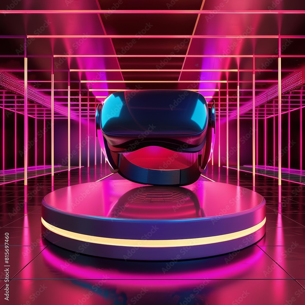 Aufkleber 3d round podium for product showcase of a hyperrealistic vr game simulation