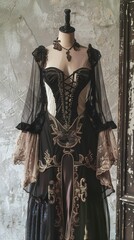 Dress with dark black and red colours stylist clothing mockup design