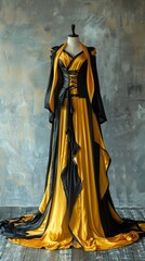 Black and yellow dress elegant fashion mockup stylish template