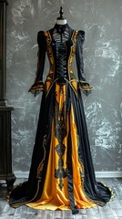 Black and yellow dress elegant fashion mockup stylish template