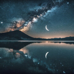 landscape with moon and stars