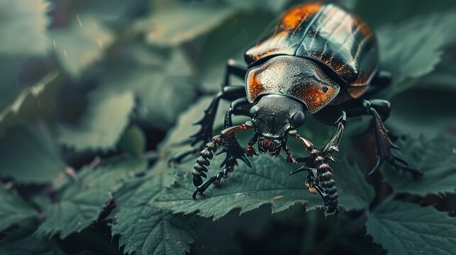 Beetle closup dark entomology mockup for bug and insect showcase