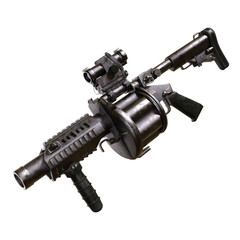 Assult rifle granete launcher gun weapon army isolated 3d rendered illustration