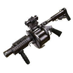 Assult rifle granete launcher gun weapon army isolated 3d rendered illustration