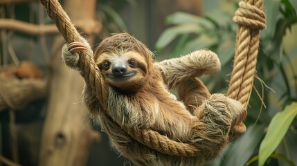 Fototapeta premium Friendly sloth mockup cute animal wildlife promotion template