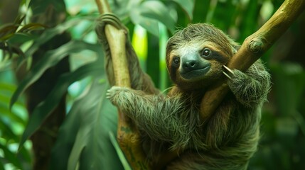 Fototapeta premium Friendly sloth mockup cute animal wildlife promotion template
