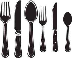 silhouettes of fork spoon and knife