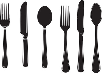 silhouettes of fork spoon and knife