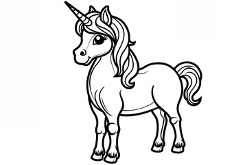 Unicorn for kid’s coloring book in cartoon style for child development