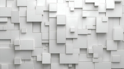 white photograph showcasing a white wall 3d covered in textured square cube.generative Ai