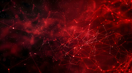 Abstract red simple dotted connection, red data social network background.generative Ai