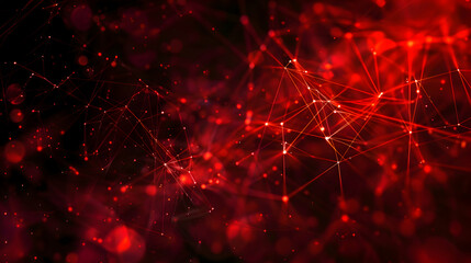 Abstract red simple dotted connection, red data social network background.generative Ai