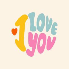 Obraz premium I love you lettering isolated on white background. Calligraphy card. I heart you. Hand drawn design elements. Vector illustration for valentines day.