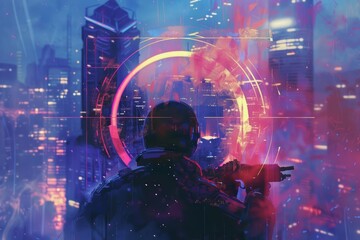 Colorful Glow HUD icon of an actionpacked movie featuring cuttingedge special effects and a gripping storyline