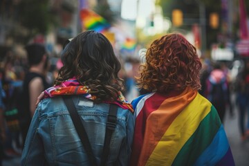 Obraz premium In the heart of the city, LGBTQIA activists rally on the streets, demanding justice and equal rights for all