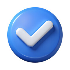 Blue check mark icon 3d element Illustration © Zhaidar studio