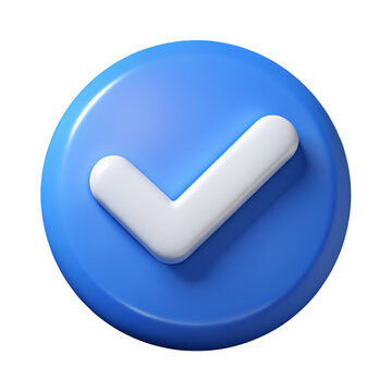Blue check mark icon 3d element Illustration