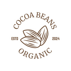 Vintage cocoa bean, cocoa plant logo icon vector template