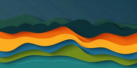 Abstract colorful paper wave layers artwork