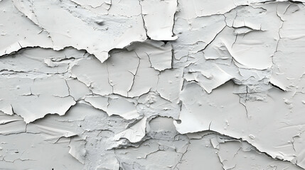 Fototapeta premium Close up of a white damaged wall with peeling paint.generative ai
