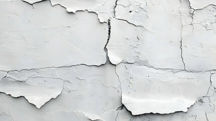 Close up of a white damaged wall with peeling paint.generative ai