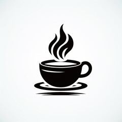 Obraz premium Minimalist coffee cup logo on white background