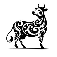 Cow silhouette illustration isolated on white background