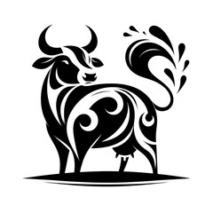 Fototapeta premium Cow silhouette illustration isolated on white background