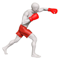 Man Boxing Pose with glove isolated 3d rendered illustration