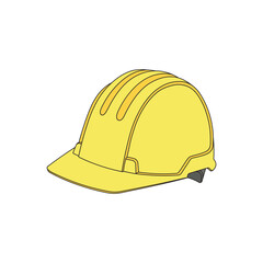 kids drawing cartoon Vector illustration construction hard hat icon Isolated on White