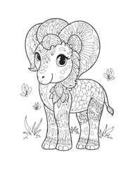 Animal Coloring Book Page  For Kids
