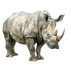 Obraz premium Rhino watercolor isolate illustration png. 