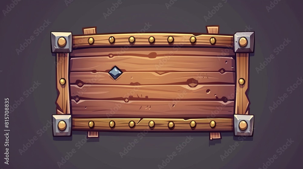 Poster featured are: a medieval bronze button. isolated fantasy interface title. metal border with gem mode