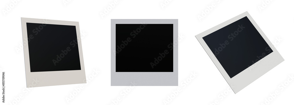Poster polaroid isolated photo frame set. realistic polaroid photo frame mockup set. empty photo frame mock
