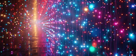 Obraz premium Generate An Abstract Holiday Backdrop With Layers Of Vivid, Glowing Textures And Festive Colors, Background HD