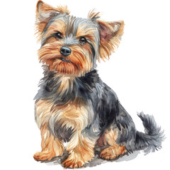 Yorkie dog  watercolor isolate illustration png.