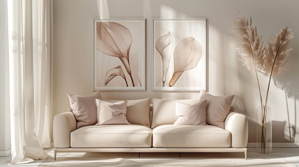 Modern living room interior with sofa 