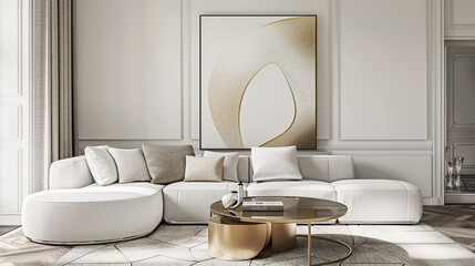 Modern living room interior with sofa in Scandinavian style