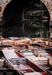 Moored Punts At 'The Head of the River', Oxford