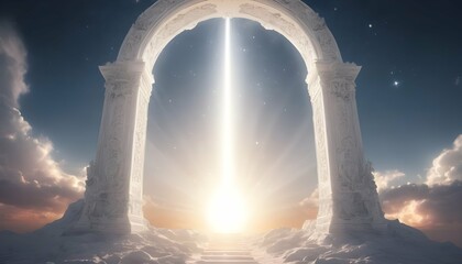 A gate of pure white light glowing with celestial upscaled_3