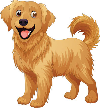 Cartoon happy golden retriever dog breed