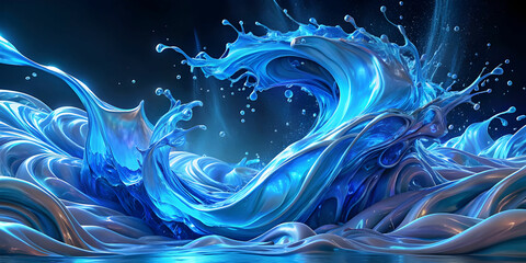 A symphony of liquid motion, as vividly light blue liquid dance and splash in a captivating display of fluidity and grace