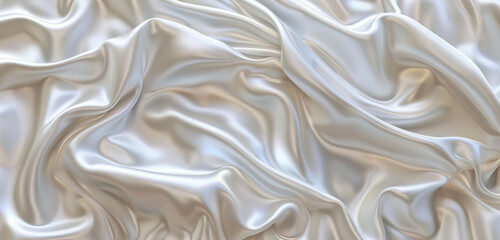 Obraz premium Pearl white wrinkled fabric on widescreen display.