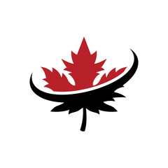 Maple leaf vector logo. Forest and wood symbol sign. Nature tree logo.