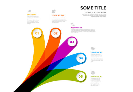 Diagonal  Infographics template with various diversity options numbers icons and descriptions