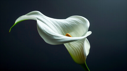 White flower with yellow center on black background