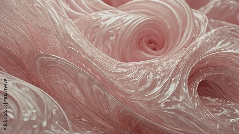 Poster swirls of glossy, pinkish material create mesmerizing pattern in image. this pattern resembles roses