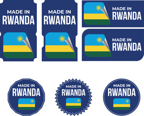 Made in Rwanda. Rwanda flag, Tag, Seal, Stamp, Flag, Icon vector